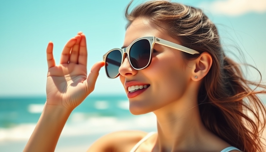 DMK Skin Care Sun Protection: Woman applying sunscreen at the beach.