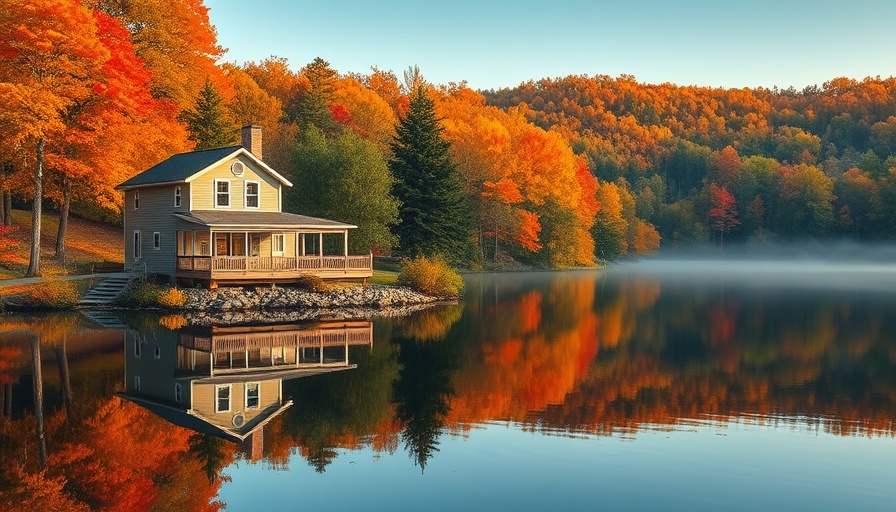 Charming lakeside house reflecting on the lake in autumn, Buying a lake house