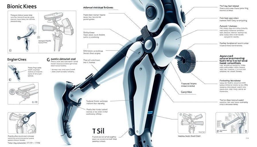 Technical illustration of bionic knee technology components.