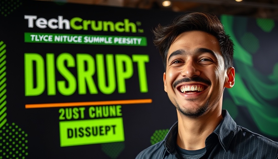 AI and Design at TechCrunch Disrupt 2025 event banner with vibrant colors.