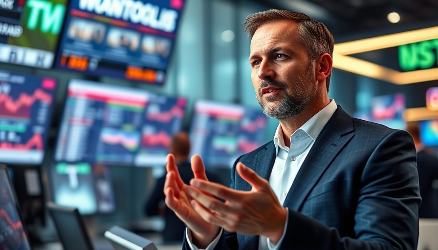 Businessman in newsroom discusses financial topics related to VantageScore 4.0 mortgage lenders.