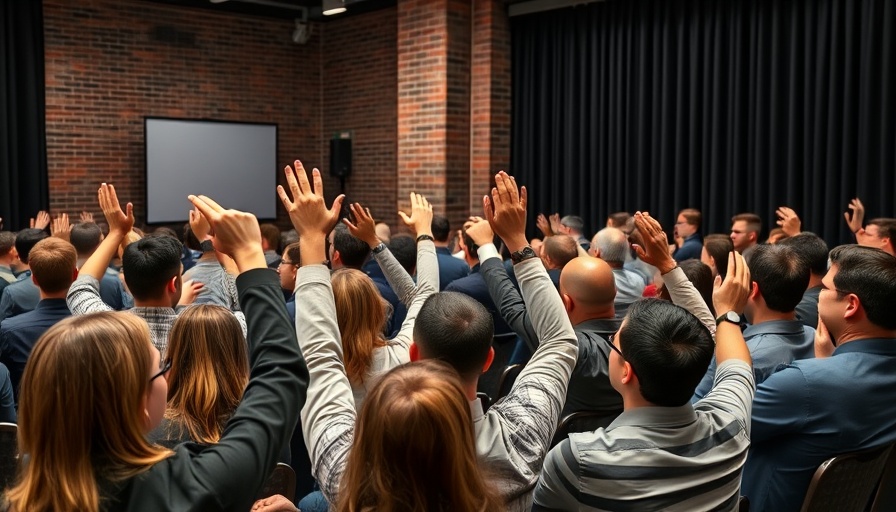 Audience at TechCrunch All Stage 2025 panel discussion raising hands.
