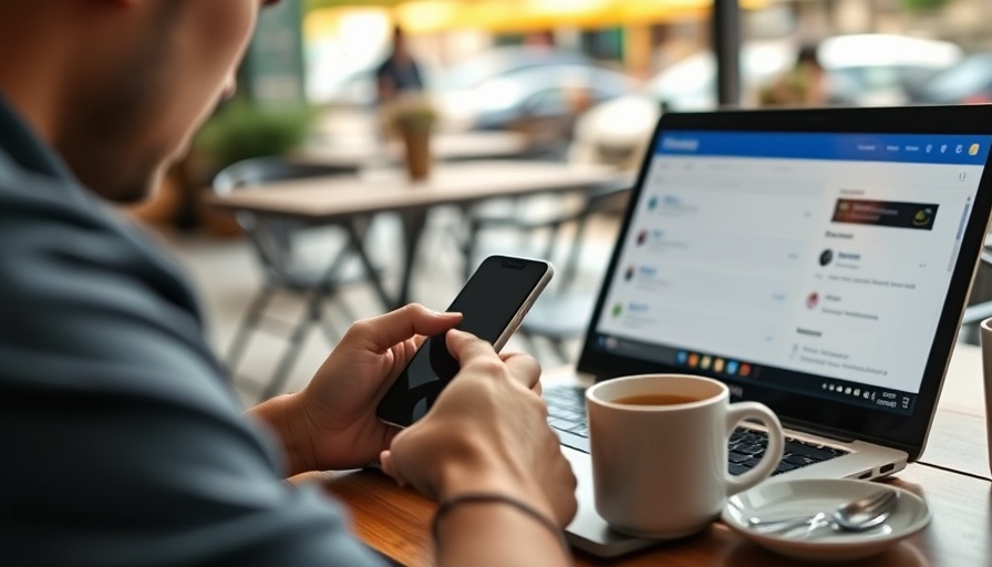 Person reducing email anxiety by managing inbox on smartphone and laptop.