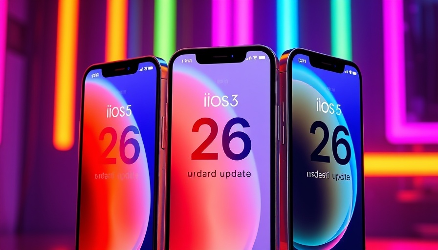 Sleek iPhones showcasing iOS 26 update with vibrant design.