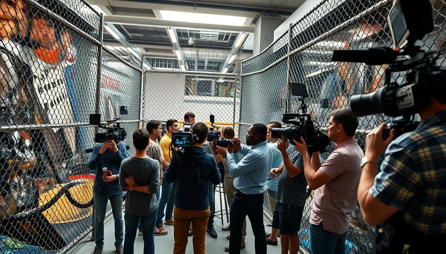 Journalists covering legal action in detention facility.