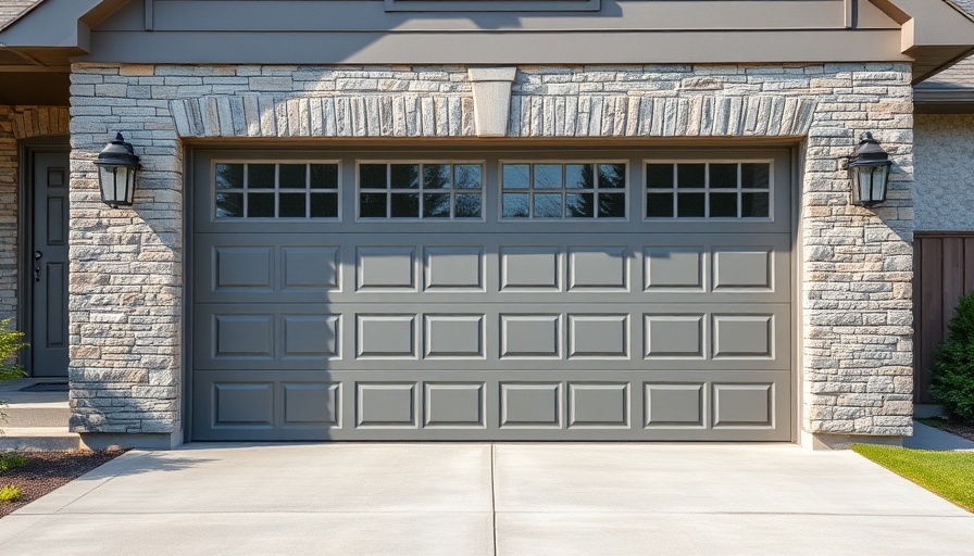 Modern garage door with stone siding, showcasing exterior home projects with the best ROI.