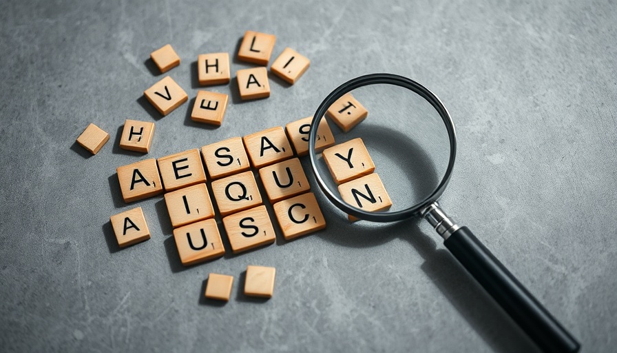 Investigation theme with magnifying glass and letter tiles.