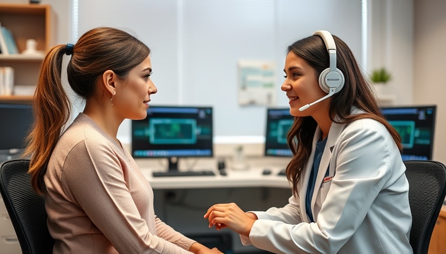 Audiologist conducts hearing test for health benefits of hearing aids.