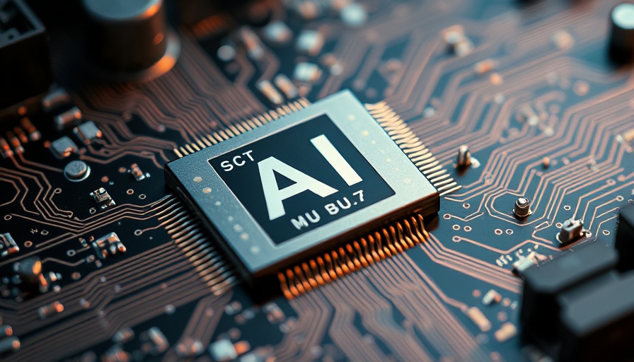 Detailed AI microchip on circuit board highlighting advanced technology.