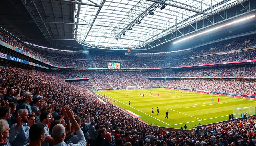 Packed stadium during soccer match in Texas, 2026 FIFA World Cup atmosphere.