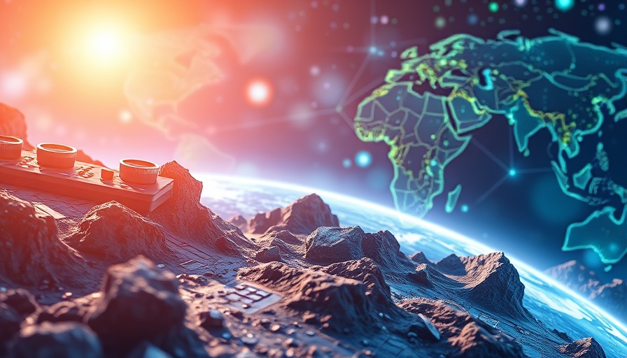 Apple investment in rare earth production illustrated with digital elements and eco themes.