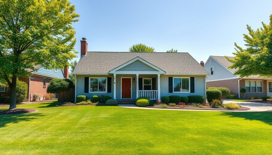 Charming suburban house with a front yard under clear skies.