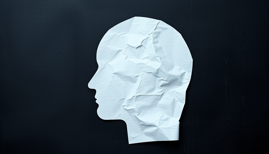 Crumpled paper head silhouette on a dark textured background, illustrating depression.