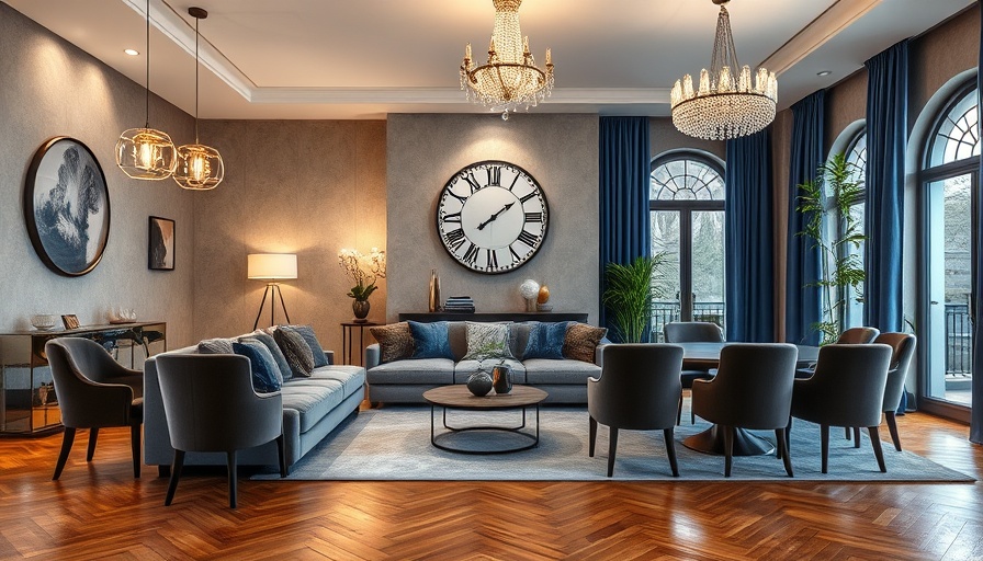 Contemporary luxury living room decor with design elements.