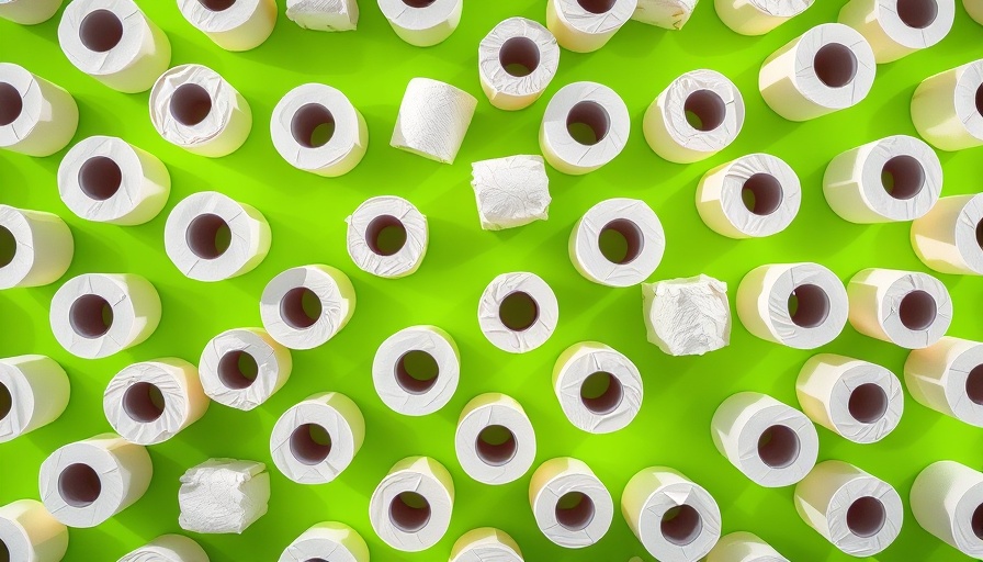 Pattern of toilet paper rolls on a green background, related to laxatives and dementia risk.