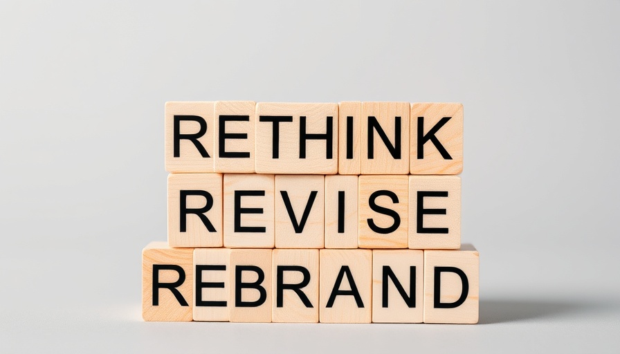 Rebranding Process and Its Importance: stack of blocks with rethink, revise, rebrand.