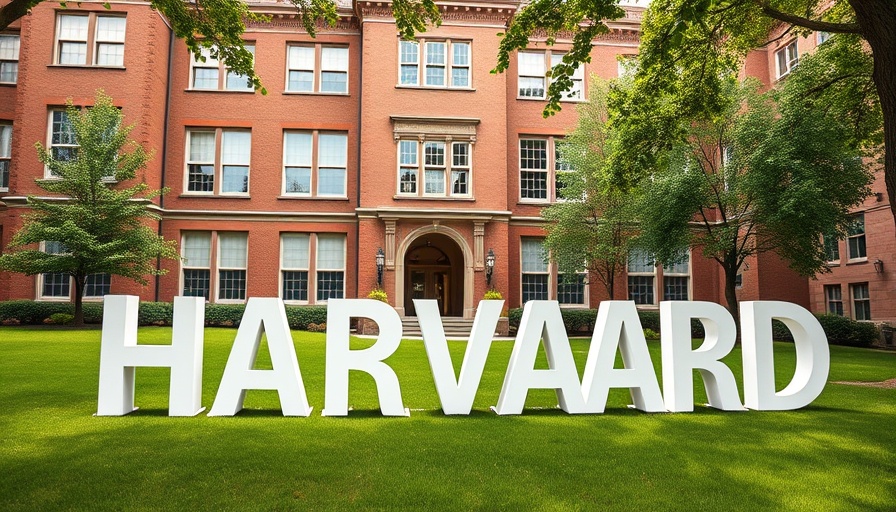 Historic campus with 'HARVARD' letters in front.