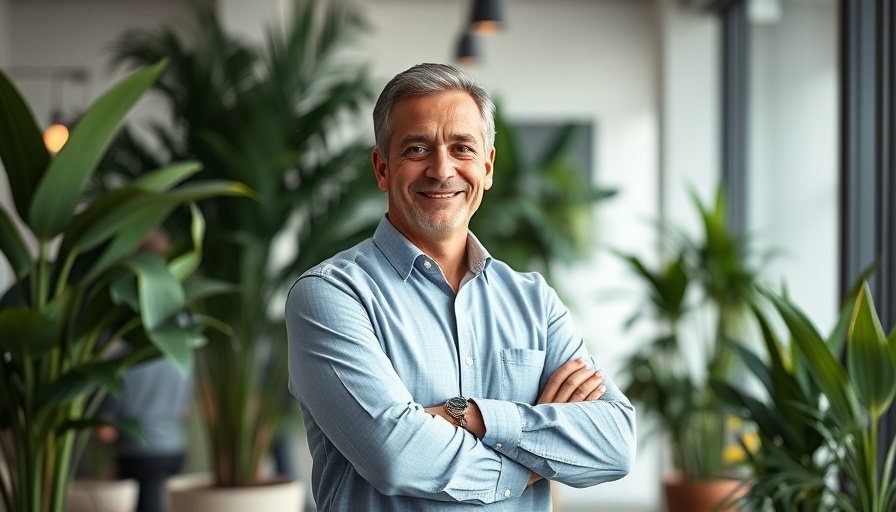 Confident man in modern office, related to managing sellers' expectations in real estate.