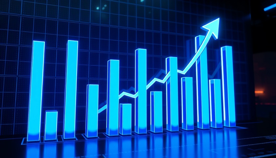 Futuristic bar graph representing digital equity trends.