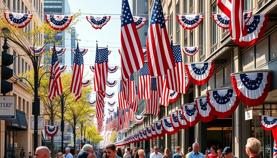 Patriotic decorations at a Labor Day weekend event in Asheville.
