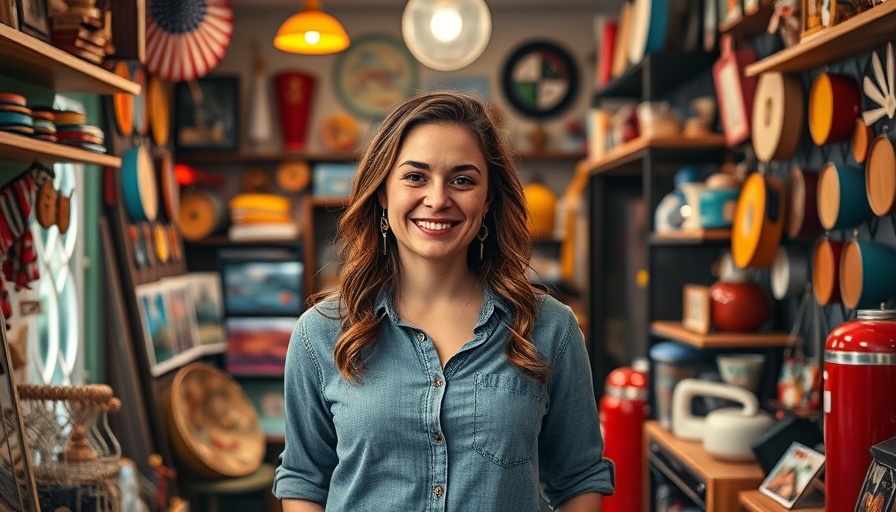 Room Service Vintage Austin changes: Woman in a vibrant vintage store.
