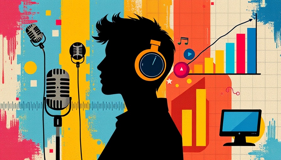 Graphic illustration of health news podcast elements