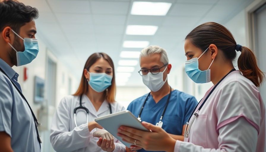 Healthcare professionals discussing BCDR plans in hospital.