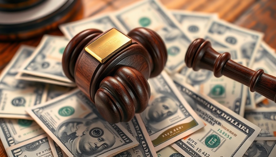 Judge's gavel on USD bills, symbolizing Newrez mortgage overcharging allegations.