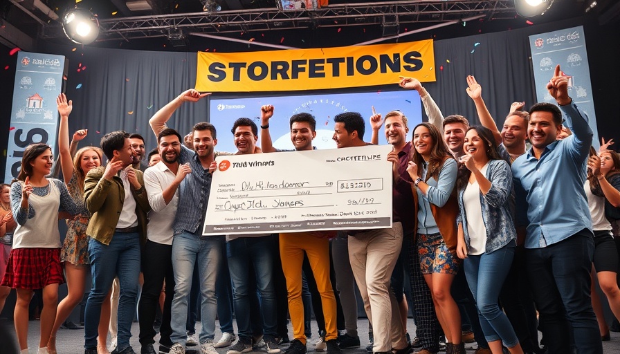 2025 Startup Battlefield 200 winners celebrate with large check.