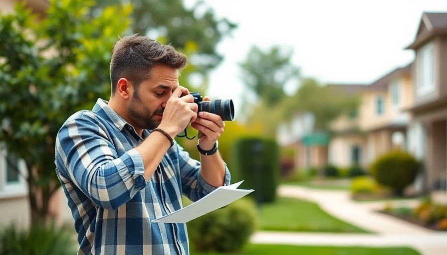 Man taking photos of house exterior for home appraisal tips.