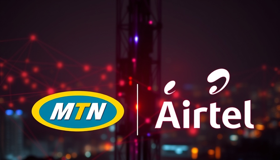 MTN and Airtel logos over telecom tower at night symbolizing Nigeria telecom tariff hike ARPU.