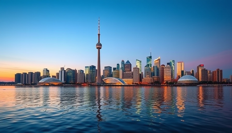 Toronto skyline at dusk reflecting on water, highlighting ultra-luxury home sales in GTA.