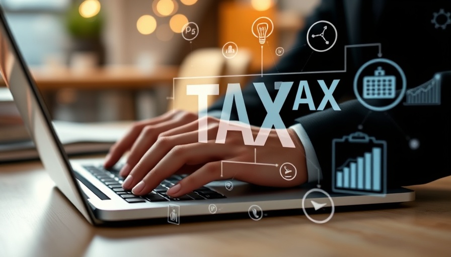 Digital tax icons overlay on laptop, reflecting Labour's Capital Gains Tax implications.