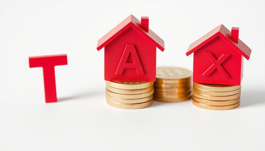Capital Gains Tax on Homes concept with red houses on coins.