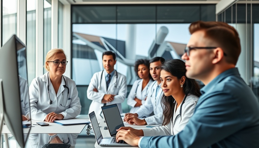 Healthcare professionals in video conference using secure modern collaboration platforms.