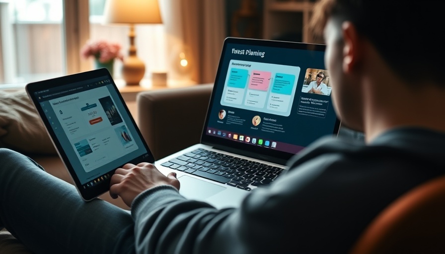 Person using laptop with AI-Powered Planning Tools in a cozy home.