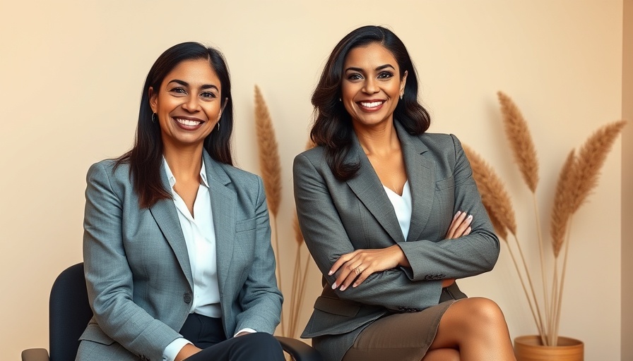 Two professional women in stylish attire representing organic fine fragrances.