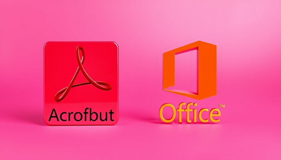 Adobe Acrobat and Microsoft Office logos on a pink gradient, Adobe Acrobat Microsoft Office Bundle Deal.