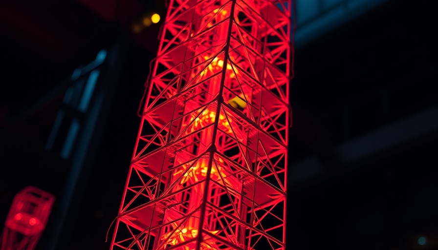 3D-printed scaffold for spinal cord injury recovery under vibrant lighting.