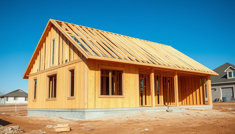 Partially built house under bright sky, highlighting new home sales decline July 2025.