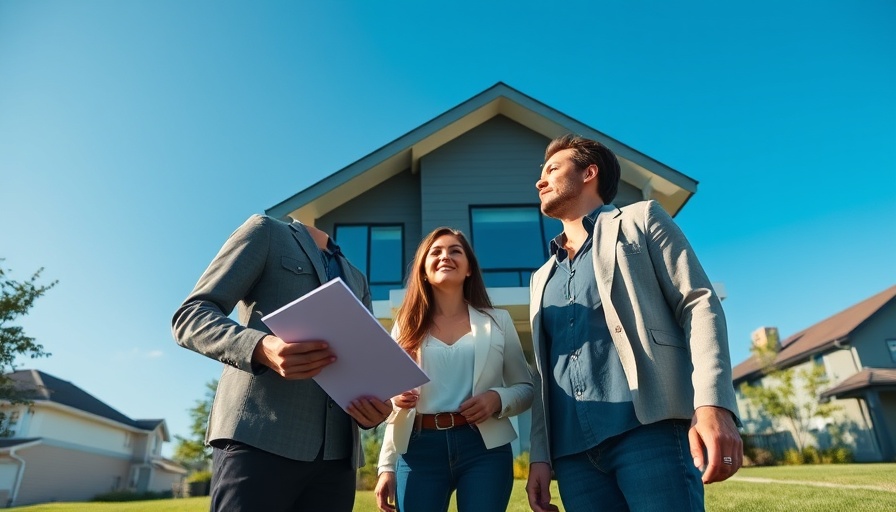 Real estate agent showing a house for sale to a couple for job relocation.
