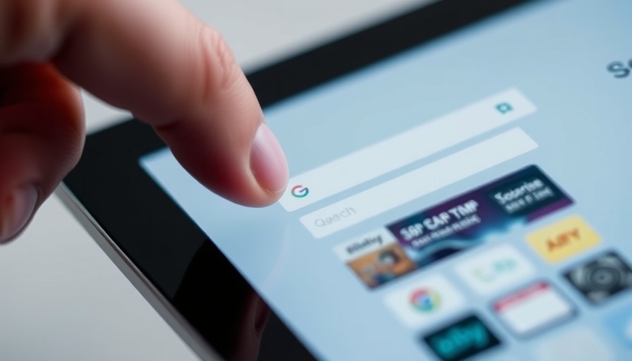 Close-up interaction with search engine on tablet, highlighting websites transforming the internet.