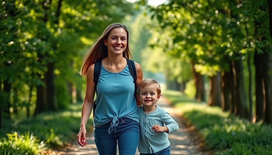 Woman and toddler in forest, enjoying walk in sunlight, nanodiamonds and hormones for lung growth