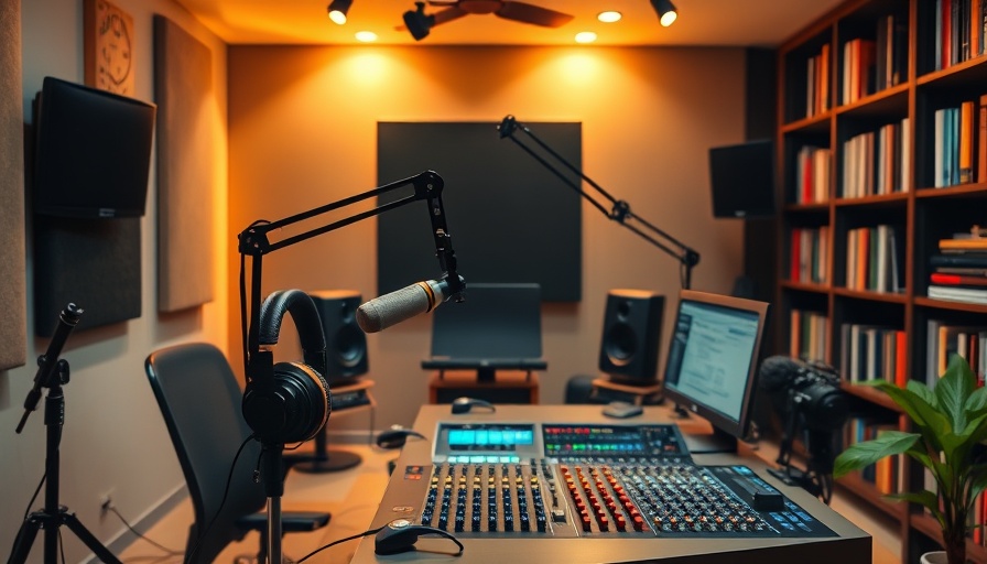 Modern podcast studio setup with microphone and headphones, podcast gold rush.