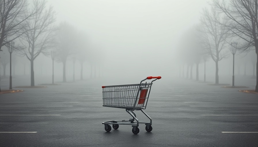 Foggy parking lot with abandoned shopping cart, depicting reasons customers do not follow through on purchases.