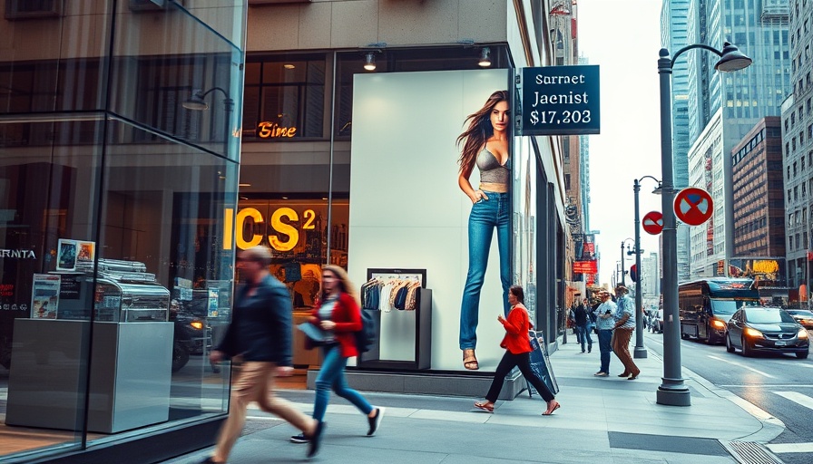 American Eagle ad campaign featuring a woman on a busy city street.