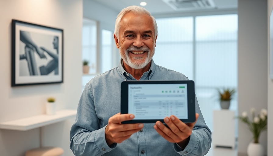 Happy man showing results in clinic after islet cell transplant with Lantidra.