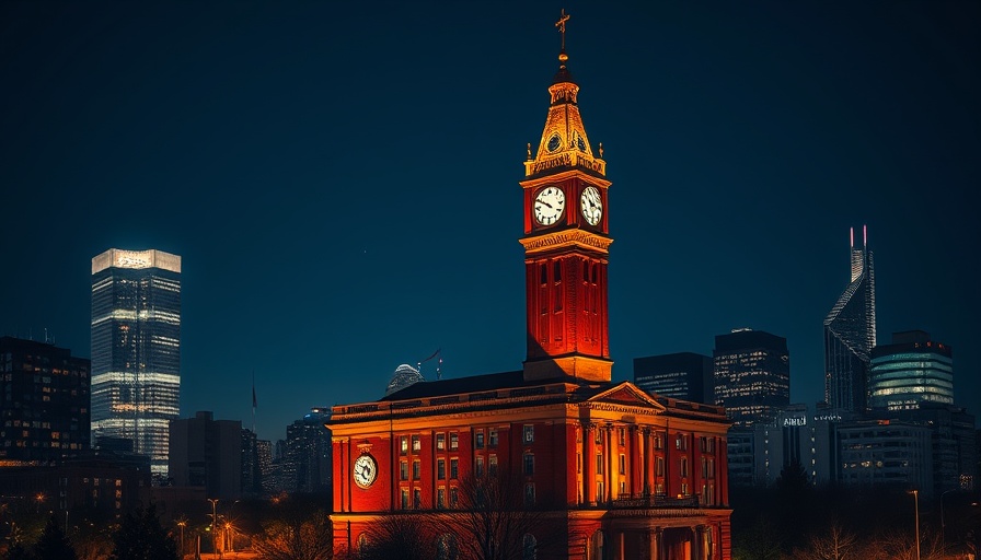 Clock tower of top Austin university recognized by Forbes at night.
