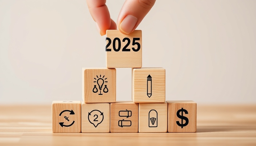 Wooden blocks with 2025 and strategy icons, hand stacking them, related to property market acquisitions.