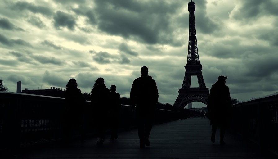 Moody Paris scene with Eiffel Tower and cloudy sky, France Digital Tax Support